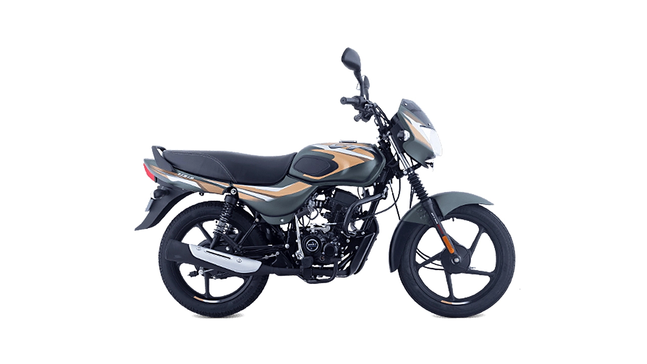 Bajaj CT 100 Colours & Images (Matte Olive Green with Yellow Decals) | Muthoot Capital